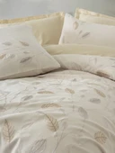 Cotton Box Nakışlı Saten Çift Kişilik Nevresim Takımı Blade Bej thumbnail 3