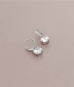 Pılanta Model Halka Tektaş Gümüş Kadın Küpe 9 Mm thumbnail 3