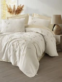 Cotton Box Nakışlı Saten Çift Kişilik Nevresim Takımı Blade Bej thumbnail 1