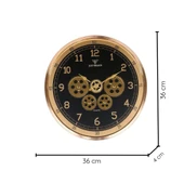 JustWalker Çarklı Duvar Saati A5522017 Gold Black - 2