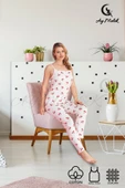 AYMELEK Kadın Pijama Takımı Pamuklu Lüx Askılı Pijama Seti - 4