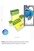 MANN Audi A3 HB1.6 Dizel Filtre Seti 2017-2020 +DELPHİ 5W30 5LT DPF Lİ 2025 Ü.T 5Lİ SET thumbnail 1