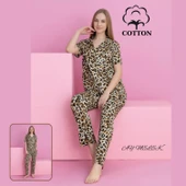 AYMELEK Kadın Pijama Takımı %100 Pamuklu Gömlek ve Pijama Seti - 2