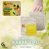 AYMELEK Doğal Kabak Lifli Limon Özlü Sabun Seti Doğal Kabak Lifi Banyo Kesesi - Kabak Lifli Yüz Kesesi - 1