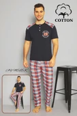 AYMELEK Erkek Pamuklu Pijama Takımı Cotton Gömlek ve Pijama Seti - 6
