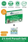 Vitexpert 2'li Set Kedi Iç Dış Anti Parazit Tüm Kediler Için Bitkisel 5 Damla Ve 2 Tablet Paketi - 1