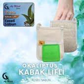 AYMELEK Doğal Kabak Lifli Okaliptüs Özlü Sabun Seti Doğal Kabak Lifi Banyo Kesesi - Kabak Lifli Yüz Kesesi - 2