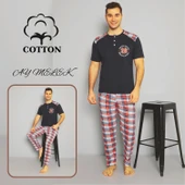 AYMELEK Erkek Pamuklu Pijama Takımı Cotton Gömlek ve Pijama Seti - 2