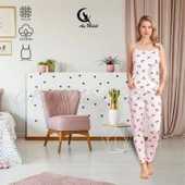 AYMELEK Kadın Pijama Takımı Pamuklu Lüx Askılı Pijama Seti - 8