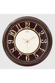 Universal 1963-EK DUVAR SAATİ KAHVERENGİ AHŞAP GÖRÜNÜM İÇİ BORDO ÇERÇEVE 46CM KABARTMA RAKAMLI SELEFON KORUMAL - 1