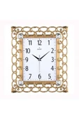 Universal DUVAR SAATİ ALTIN SARISI ÇERÇEVE ÇAP:32.3CMX 37.5CM PVC KADRAN SESSİZ AKAR MAKİNE MİNERAL CAM AKRİLİ - 1