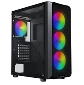 GameBooster ROUND A650B 600W APFC USB 3.0 Mesh 4*Rainbow Fanlı Mid-T ATX Gaming Siyah Kasa thumbnail 1