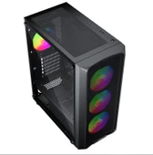 GameBooster ROUND A650B 600W APFC USB 3.0 Mesh 4*Rainbow Fanlı Mid-T ATX Gaming Siyah Kasa thumbnail 2