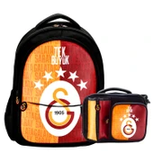 Galatasaray 3 Bölmeli 5 Yıldızlı Tek Büyük Suni Deri Okul + Beslenme Çantası thumbnail 1