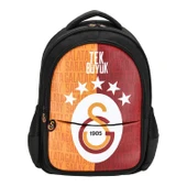 Galatasaray 3 Bölmeli 5 Yıldızlı Tek Büyük Suni Deri Okul + Beslenme Çantası thumbnail 3