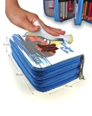 Kalem Kutusu Araba Cars Kawai Organizer Kalemkutu Vegan Deri Üç Bölmeli Kalemlik - Mavi thumbnail 5