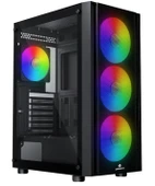GameBooster CASTLE A651B 600W APFC USB 3.0 Mesh 4*Rainbow Fanlı Mid-T ATX Gaming Siyah Kasa thumbnail 5