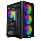 GameBooster CASTLE A651B 600W APFC USB 3.0 Mesh 4*Rainbow Fanlı Mid-T ATX Gaming Siyah Kasa thumbnail 1
