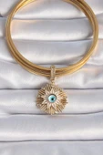 Pirinç Gold Renk Nazar Boncuklu Saçaklı Yıldız Figür Ajda Charm - 2