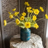 Yapay Çiçek Gelincik Çiçeği Sarı Renk 3 Çiçek 1 Tomurcuk 59Cm thumbnail 4