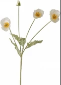 Yapay Çiçek Gelincik Çiçeği Beyaz Renk 3 Çiçek 1 Tomurcuk 59Cm thumbnail 1