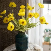 Yapay Çiçek Gelincik Çiçeği Sarı Renk 3 Çiçek 1 Tomurcuk 59Cm thumbnail 3