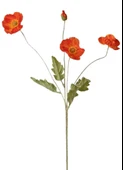 Yapay Çiçek Gelincik Çiçeği Kırmızı Renk 3 Çiçek 1 Tomurcuk 59Cm thumbnail 1