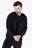 Diagonel Kapüşonlu Fermuarlı Sweatshirt - 4
