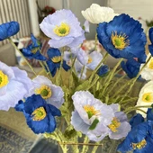 Yapay Çiçek Gelincik Çiçeği Mavi Koyu Renk 3 Çiçek 1 Tomurcuk 59Cm thumbnail 6