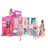 Barbie Portatif Tatil Evi Bebek ve Oyun Seti HRJ77 thumbnail 1