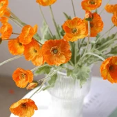 Yapay Çiçek Gelincik Çiçeği Turuncu Renk 3 Çiçek 1 Tomurcuk 59Cm thumbnail 3