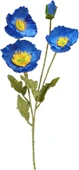 Yapay Çiçek Gelincik Çiçeği Mavi Koyu Renk 3 Çiçek 1 Tomurcuk 59Cm thumbnail 1