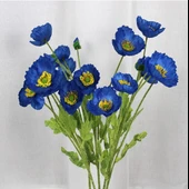 Yapay Çiçek Gelincik Çiçeği Mavi Koyu Renk 3 Çiçek 1 Tomurcuk 59Cm thumbnail 3