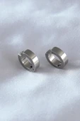 316L Çelik Gümüş Renk Sıkıştırmalı Erkek Küpe - 1