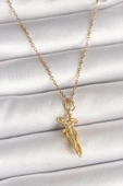 316L Çelik Gold Renk Zincir Sarılma Model Kadın Kolye thumbnail 1