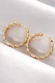 Pirinç Gold Renk Zincir Model Halka Küpe thumbnail 1