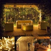 2x2 Perde Led Sarı Işık Plastik Kancalı - 1