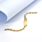 14 Ayar Altın Kaplama Kişiselleştirilmiş İsim Bebek ve Çocuk Gümüş Bilellik Künye - BPC00103 thumbnail 1