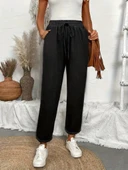 Lucky Life Kadın Yüksek Bel Lastikli Belde Bağcık Detaylı Aerobin Pantolon thumbnail 1