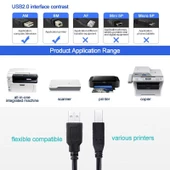 Yazıcı Printer USB Ara Bağlantı Kablosu USB 2.0 Yüksek Hız 5 Metre 4913 thumbnail 2