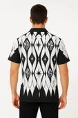 Erkek İki İplik Kumaş Dijital Baskılı Gömlek - Siyah thumbnail 2