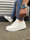 JY151 Boost Bağcıklı Cilt Erkek Günlük Sneaker Ayakkabı CBT - Beyaz - 3