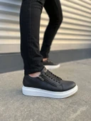 JY155 Warrior Bağcıklı ve Fermuarlı Cilt Erkek Günlük Sneaker Ayakkabı CBT - Siyah - 1
