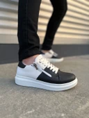 JY155 Warrior Bağcıklı ve Fermuarlı Cilt Erkek Günlük Sneaker Ayakkabı CBT - Beyaz/Siyah - 1