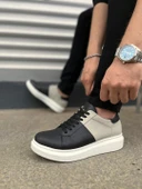 JY151 Boost Bağcıklı Cilt Süet Erkek Günlük Sneaker Ayakkabı CSBT - Siyah/Gri - 3