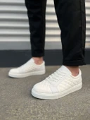 JY166 Prestige Bağcıklı Cilt Kapitone Desenli Erkek Günlük Sneaker Ayakkabı CBT - Beyaz - 2