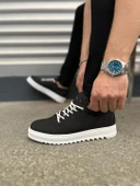 JY152 Cool Bağcıklı Keten Erkek Günlük Spor Klasik Ayakkabı KBT - Siyah - 3