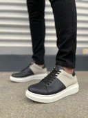 JY151 Boost Bağcıklı Cilt Süet Erkek Günlük Sneaker Ayakkabı CSBT - Siyah/Gri - 2