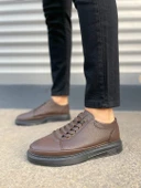 JY0535 Prime Bağcıklı Cilt Erkek Günlük Sneaker Ayakkabı CST - Kahverengi - 2