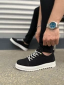 JY152 Cool Bağcıklı Süet Erkek Günlük Spor Klasik Ayakkabı SBT - Siyah - 3